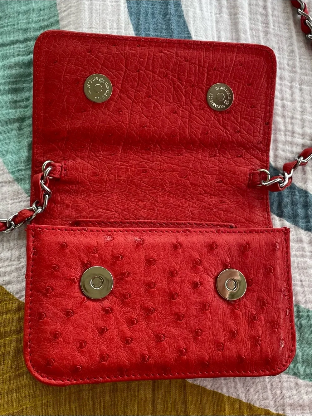 Luxury Faux Ostrich Leather Coral Crossbody Bag with Chain Strap